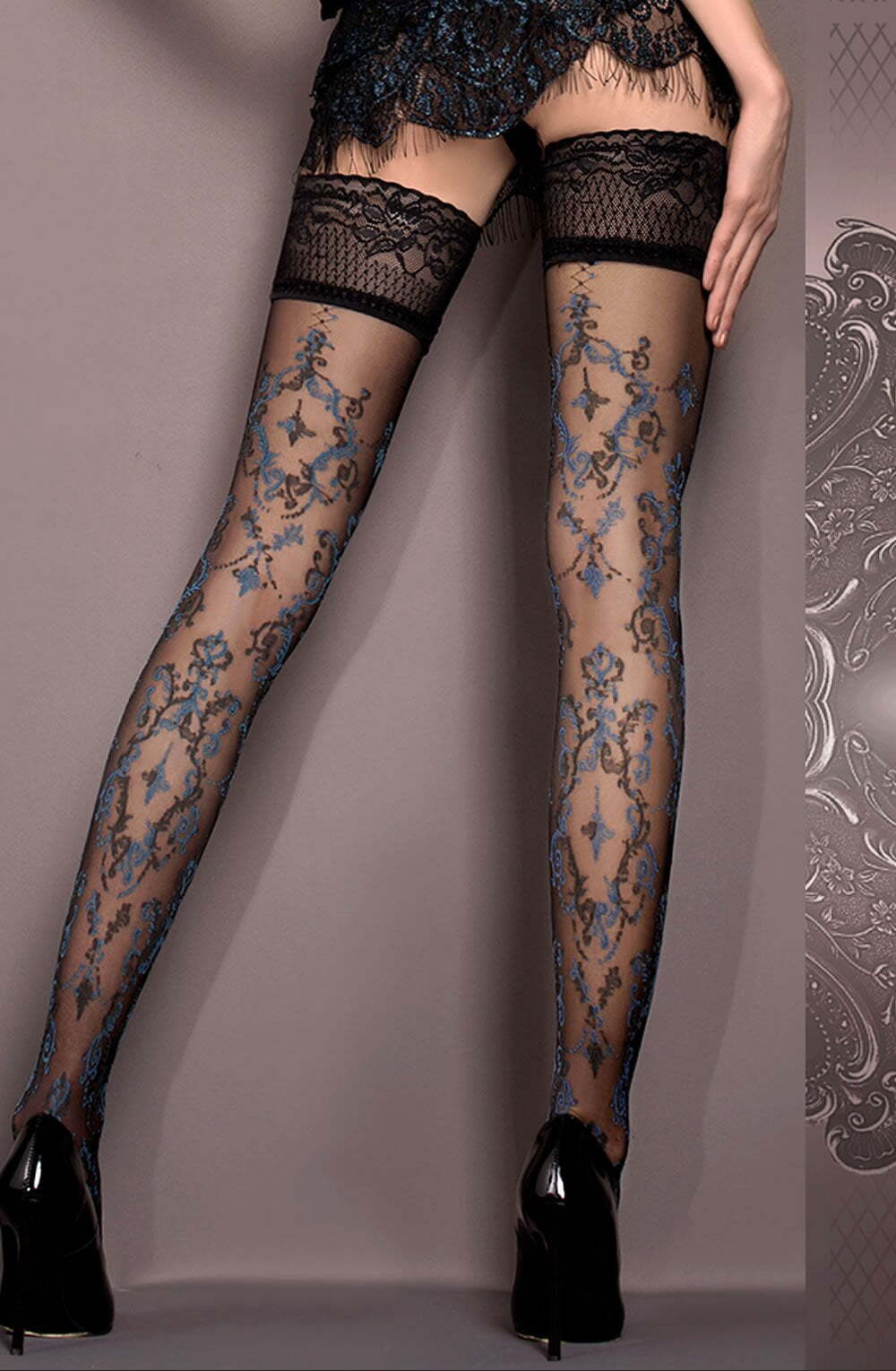 Hosiery Ballerina 416 Hold Ups Nero (Black) / Blue