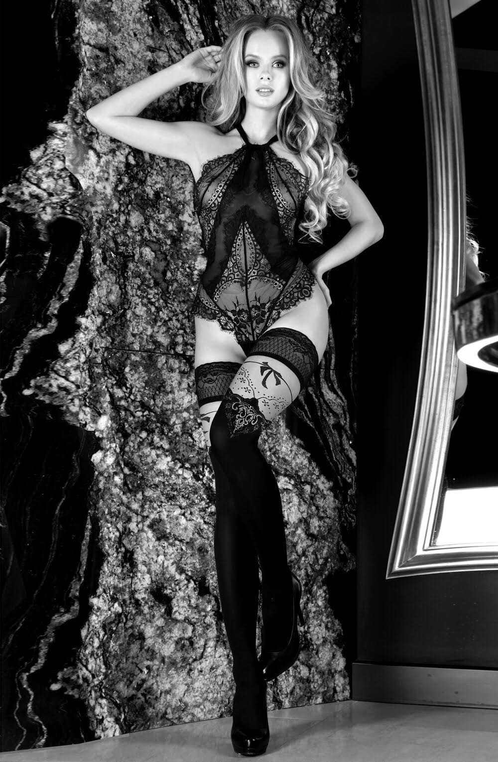 Hosiery Ballerina 555 Black/Skin Hold Ups