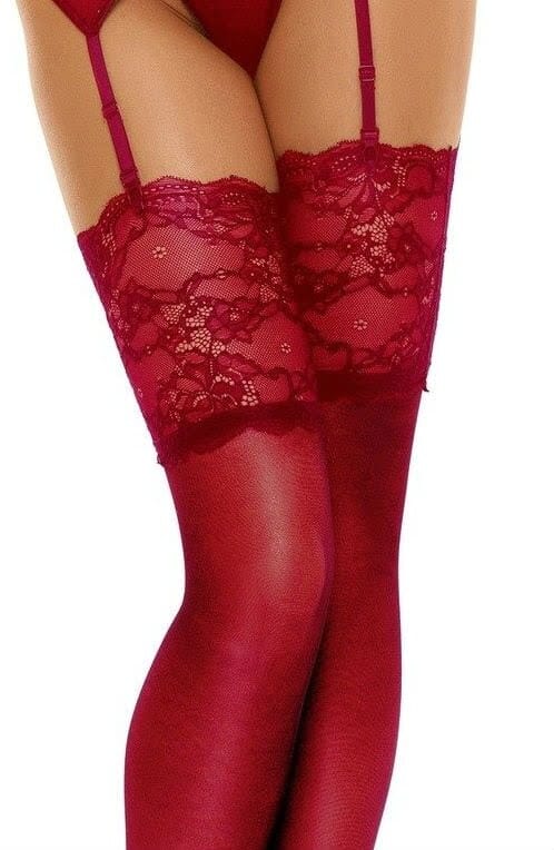 Hosiery Beauty Night BN6543 Romance Stockings Cherry