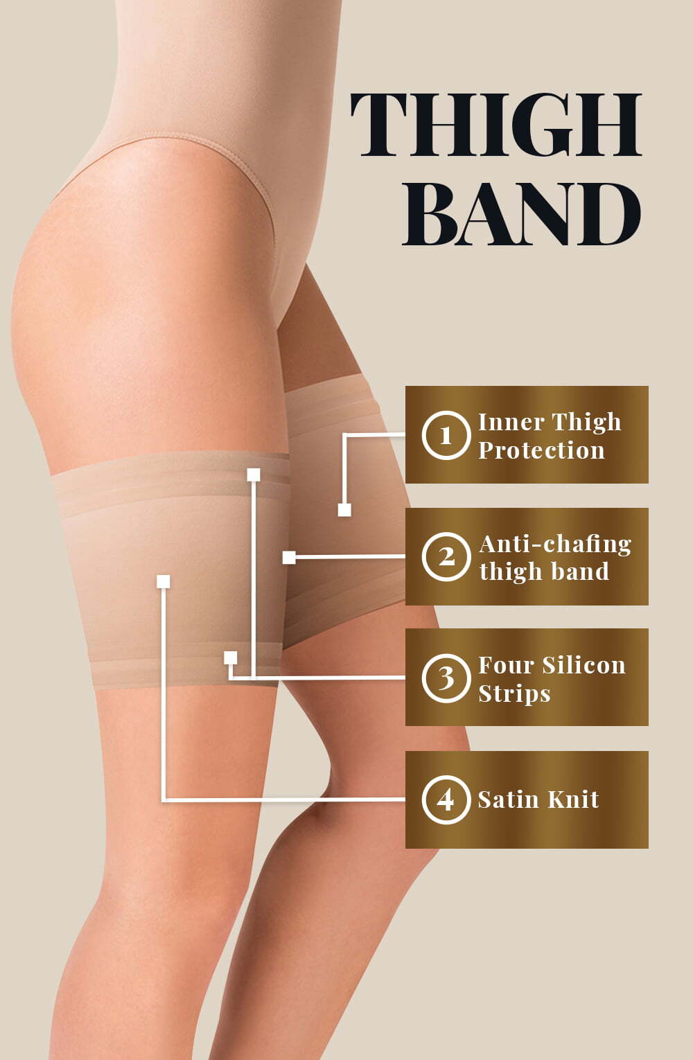Hosiery Gabriella Satin Thigh Band 510 Beige