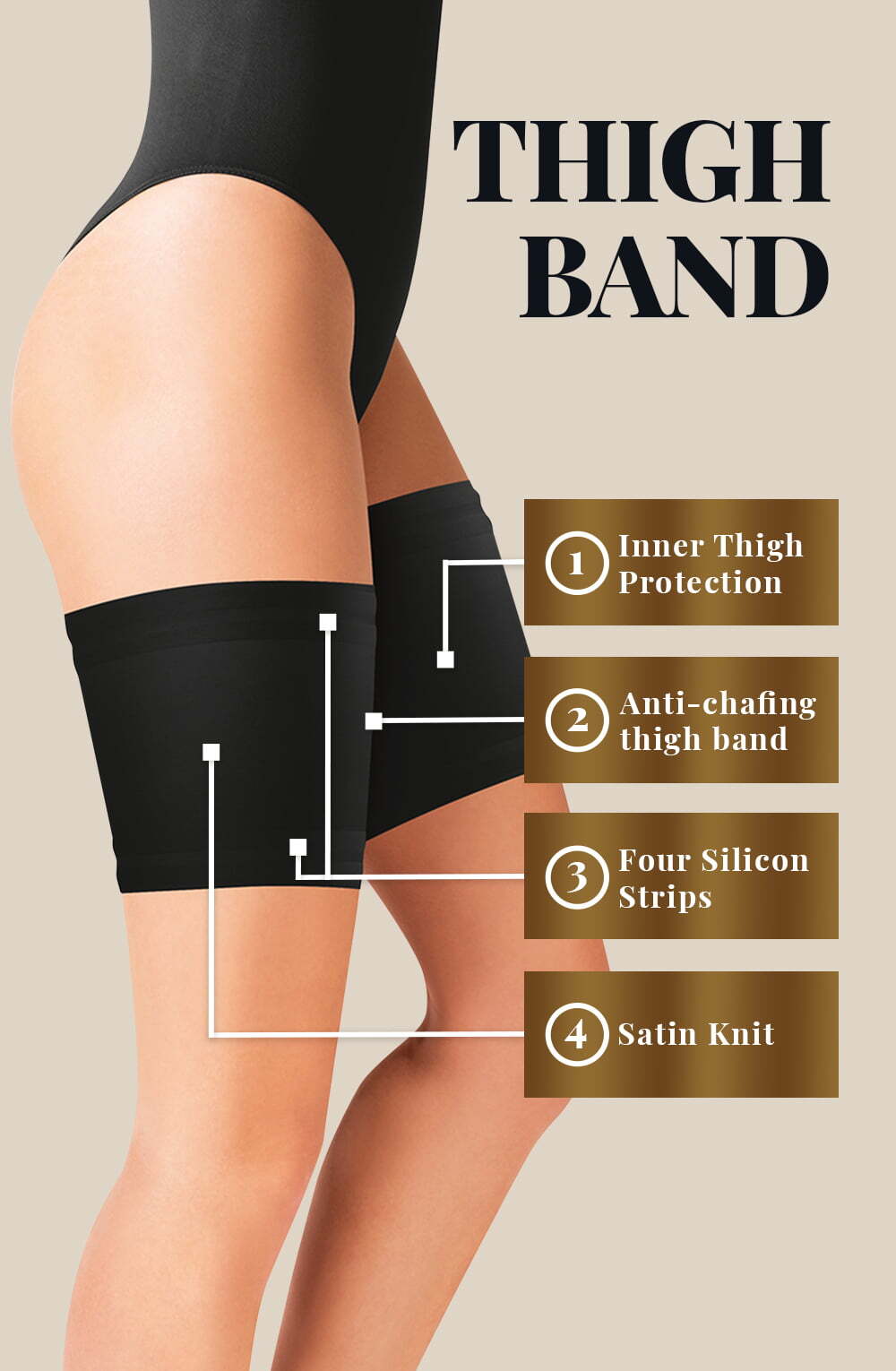 Hosiery Gabriella Satin Thigh Band 510 Black