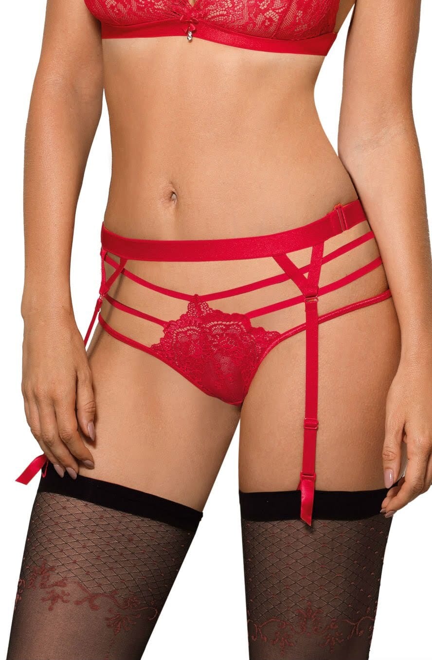Hosiery Roza Cyria Red Suspender Belt