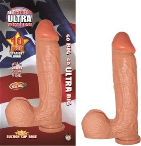Large & Thick Dildos All American Ultra Whoppers - 10 in Straight Dong -Flesh