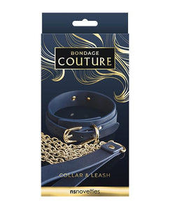 Leashes Bondage Couture Vinyl Collar and Leash - Blue