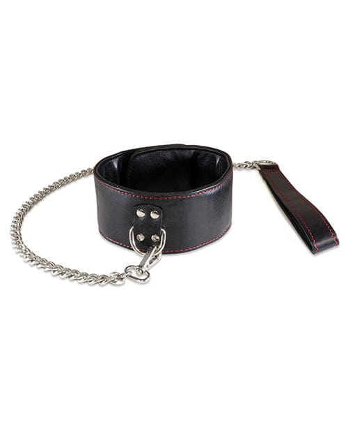 Leashes Sultra Lambskin 2 1/2" Collar w/24" Chain - Black
