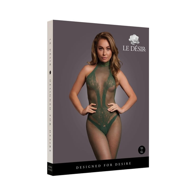 Lingerie - Body Stockings Le Desir Fishnet Lace Bodystock Green OS