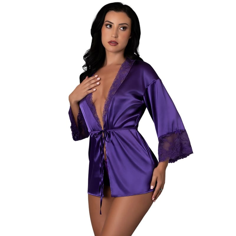 Lingerie - Bra and Panty sets MS Satin Petals Robe Pur SM