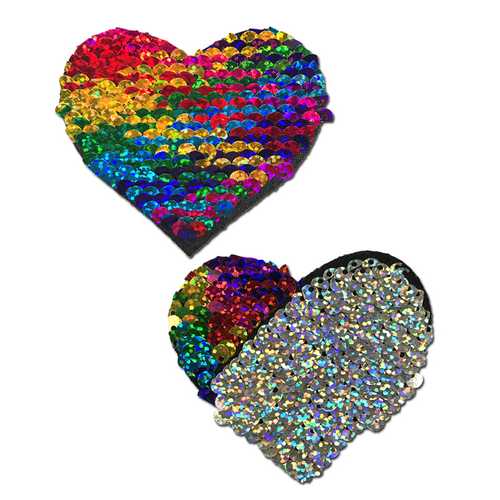 Lingerie & Clothing Pastease Rainbow & Silver Sequin Heart Pasties – Color Changing