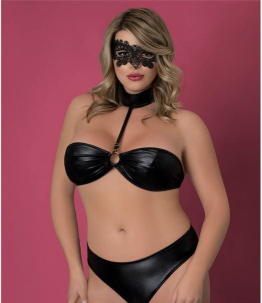 Lingerie & Clothing Sinful bandeau w/ removable choker panty & mask set 2xl