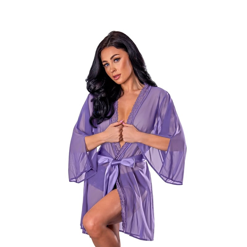Lingerie - Loungewear for Women MS Sheer Passion Flutter Robe Peri SM