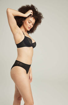 Lingerie Sets The Sheer Deco Lift Balcony Bra Black Up to GG Cup