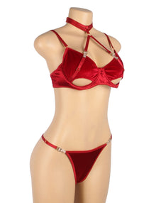 Lingerie Sets YesX YX872Q Hollow Cut Halter Bra Set Up To 2XL