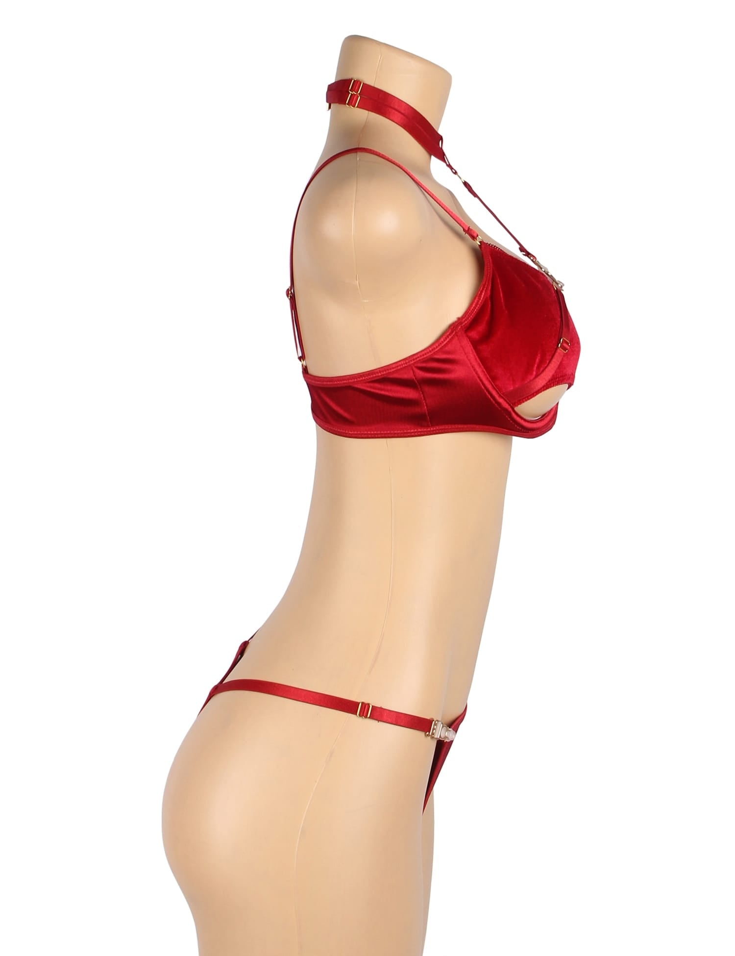 Lingerie Sets YesX YX872Q Hollow Cut Halter Bra Set Up To 2XL
