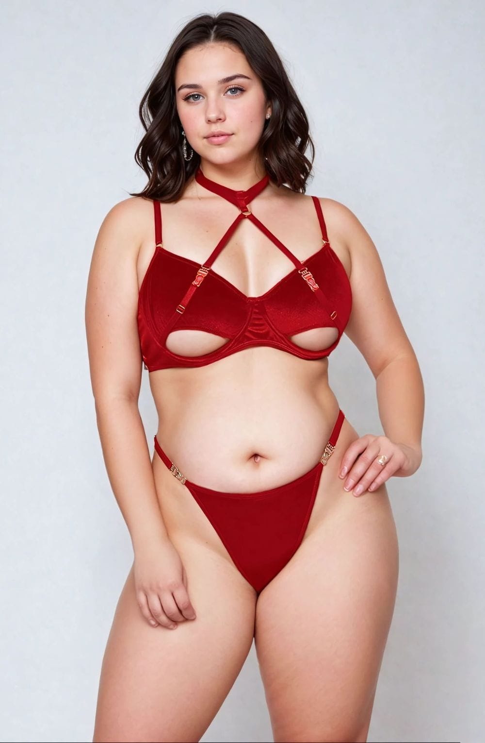 Lingerie Sets YesX YX872Q Hollow Cut Halter Bra Set Up To 2XL