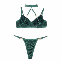 Lingerie Sets YesX YX873Q Plus Size Velvet Cutout Halter Bra & Thong Set