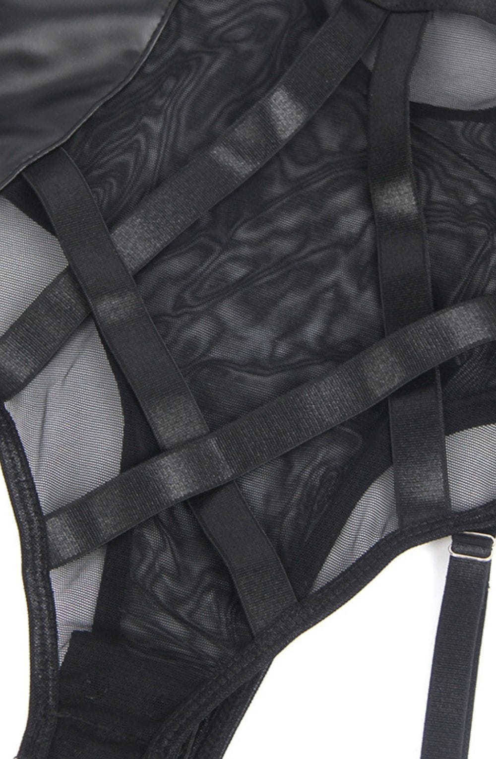 Lingerie Sets YesX YX890 Black Faux Leather Look & Mesh