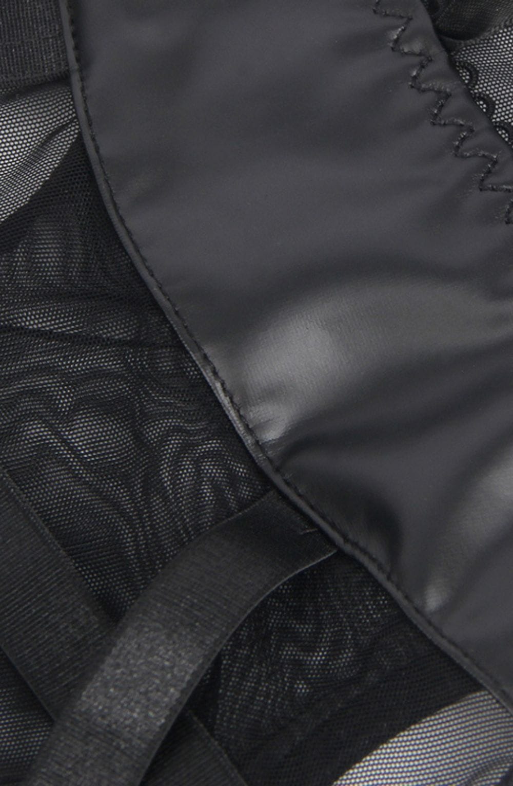 Lingerie Sets YesX YX890 Black Faux Leather Look & Mesh