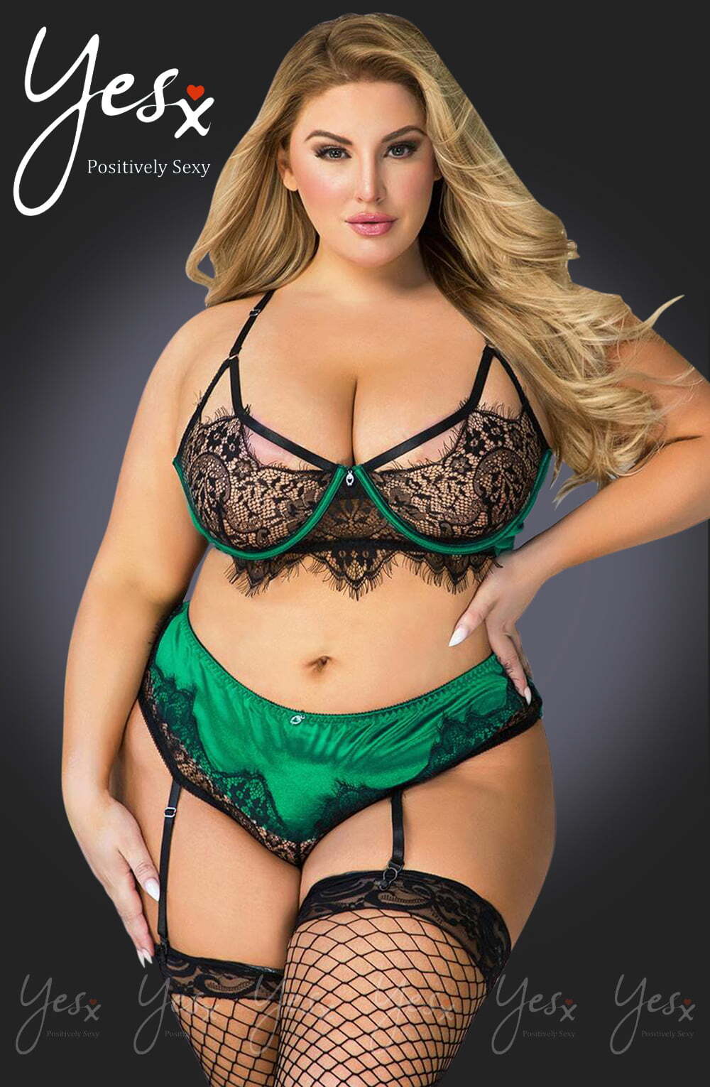 Lingerie Sets YesX YX957Q Black/Emerald Bra Set