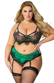 Lingerie Sets YesX YX957Q Black/Emerald Bra Set