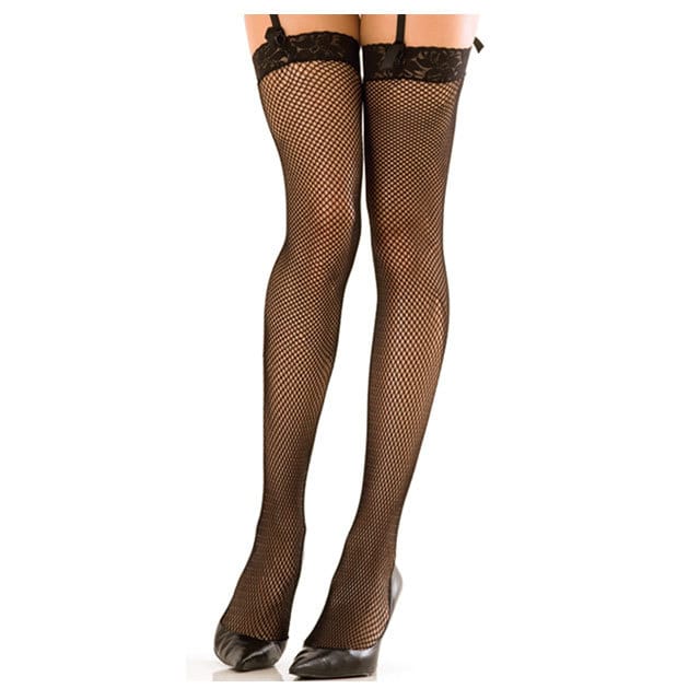 Lingerie - Stockings & Leggings RR Lace Top Fishnet Thigh Highs Blk OS