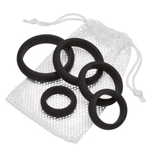 Cloud 9 flat-back stretchy cock rings five-pack in multiple sizes