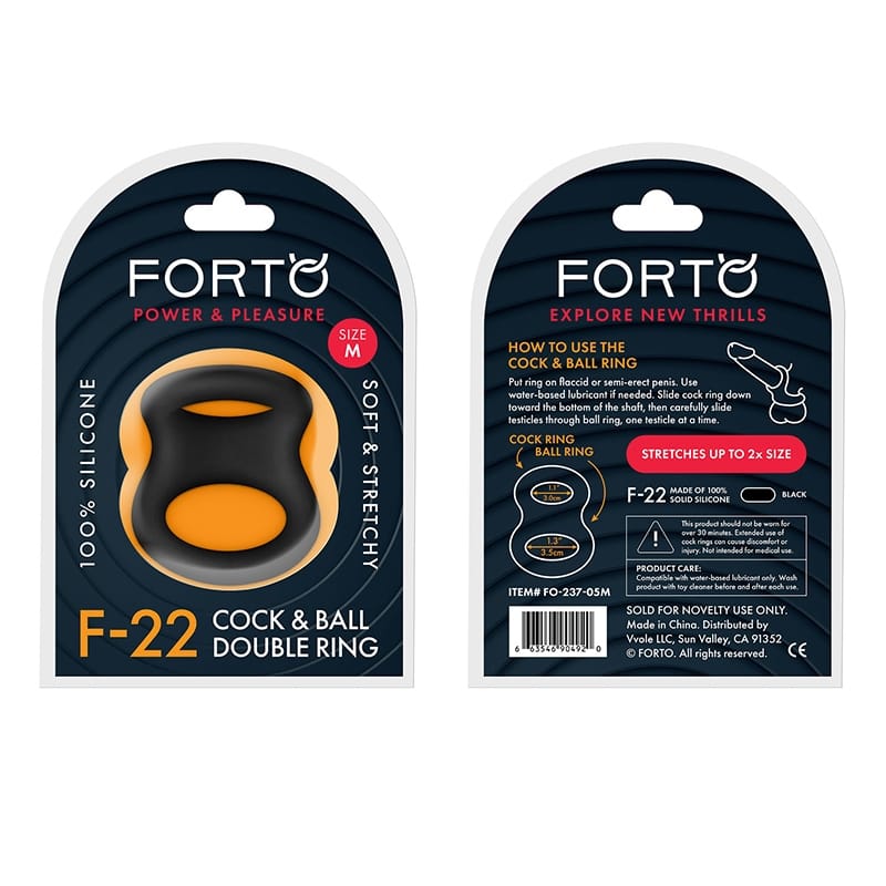 Men - Cock Rings Forto F-22 Sili C&B D-Ring Medium Black