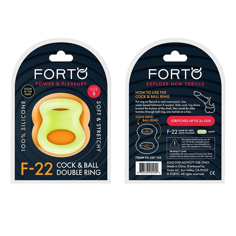 Men - Cock Rings Forto F-22 Sili C&B D-Ring Small Glow