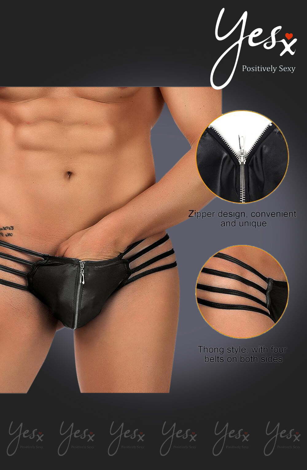 Men's YesX YX971 Men's Thong Black