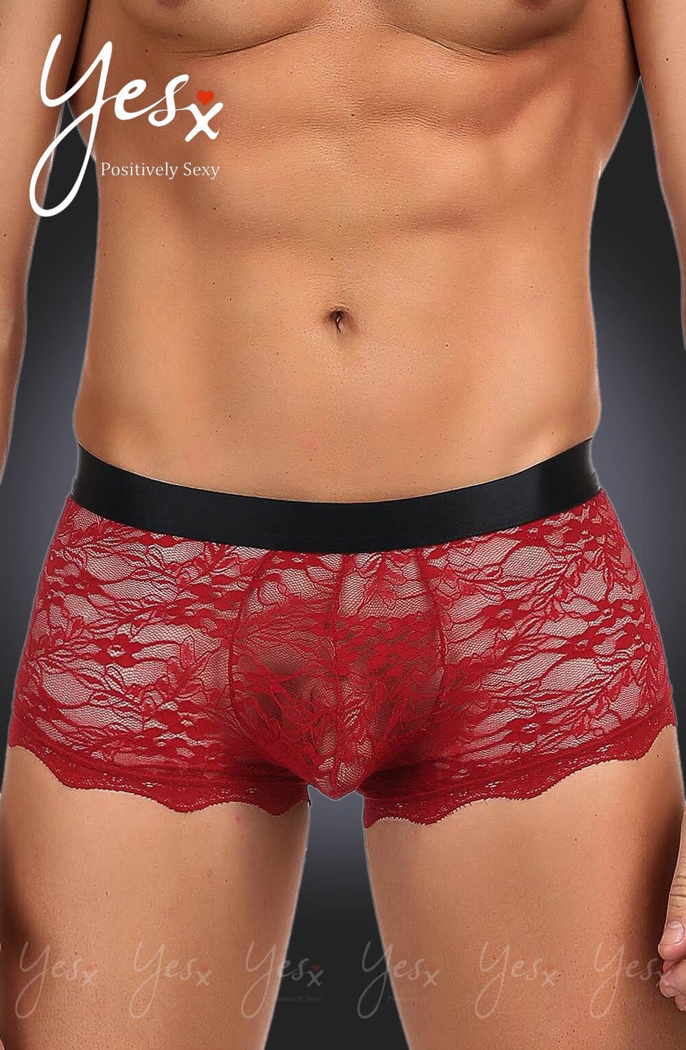 Men's YesX YX976 Mens Boxer Brief Red/Black