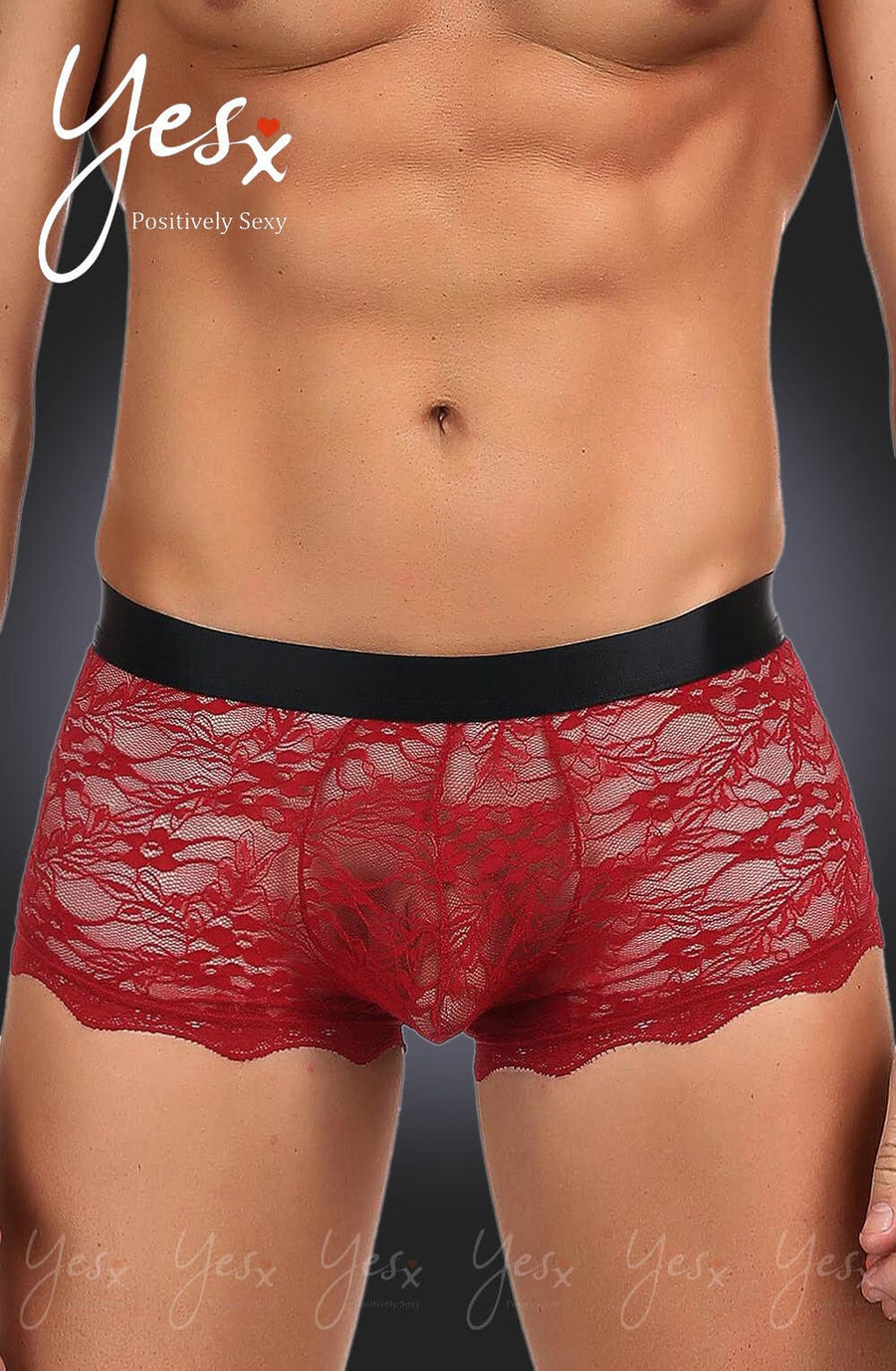 Men's YesX YX976 Mens Boxer Brief Red/Black
