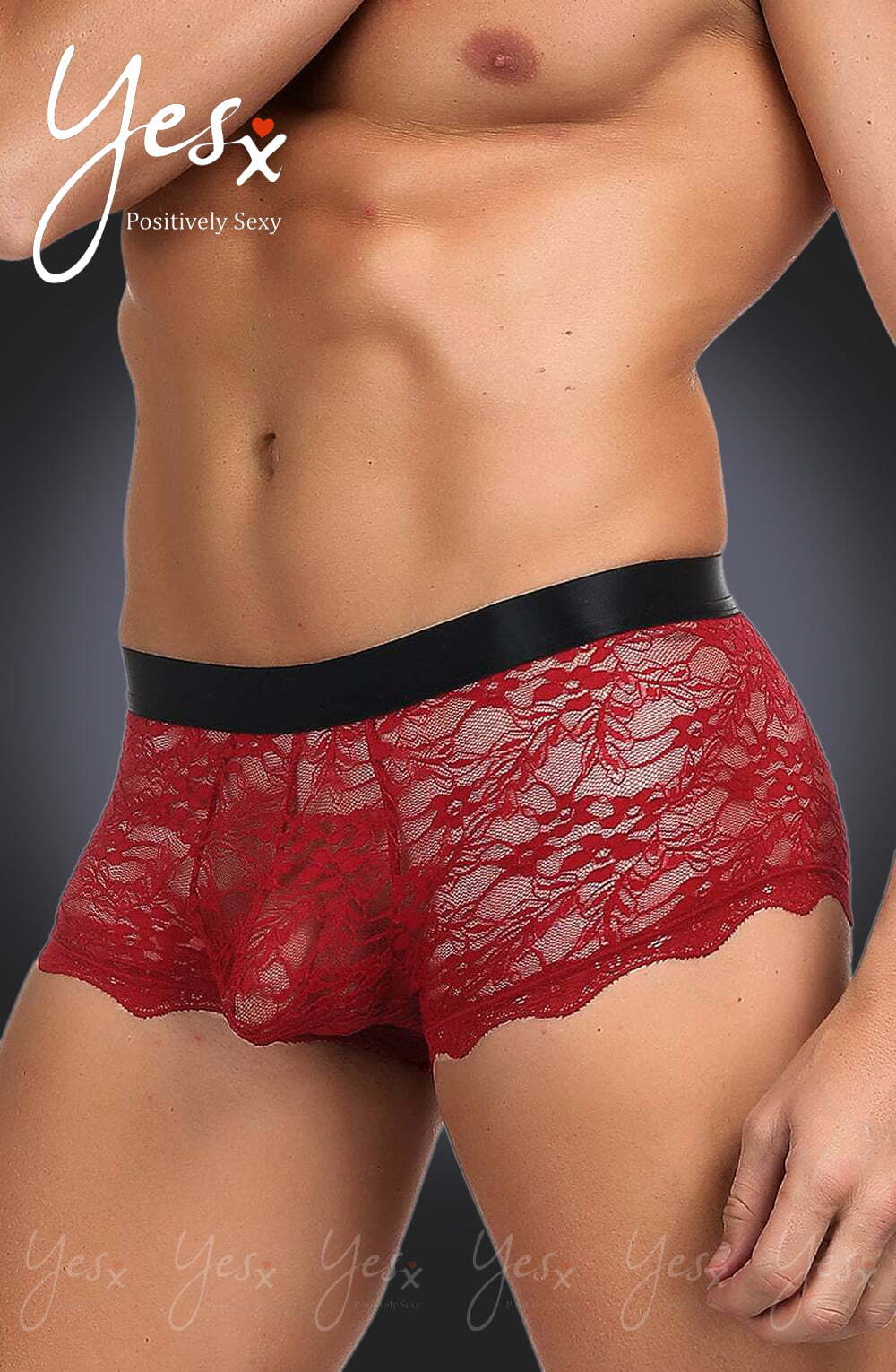 Men's YesX YX976 Mens Boxer Brief Red/Black