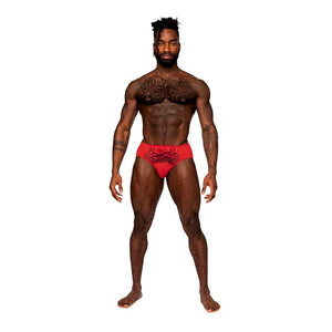 Men - Underwear MP Sassy Lace Bikini Solid Pouch Red M