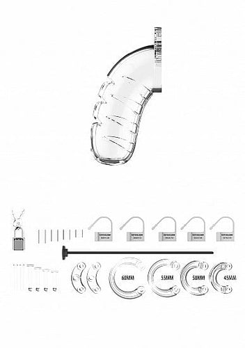 Mens Fetish Wear Mancage model 16 chastity 4.5 in cage w/ plug