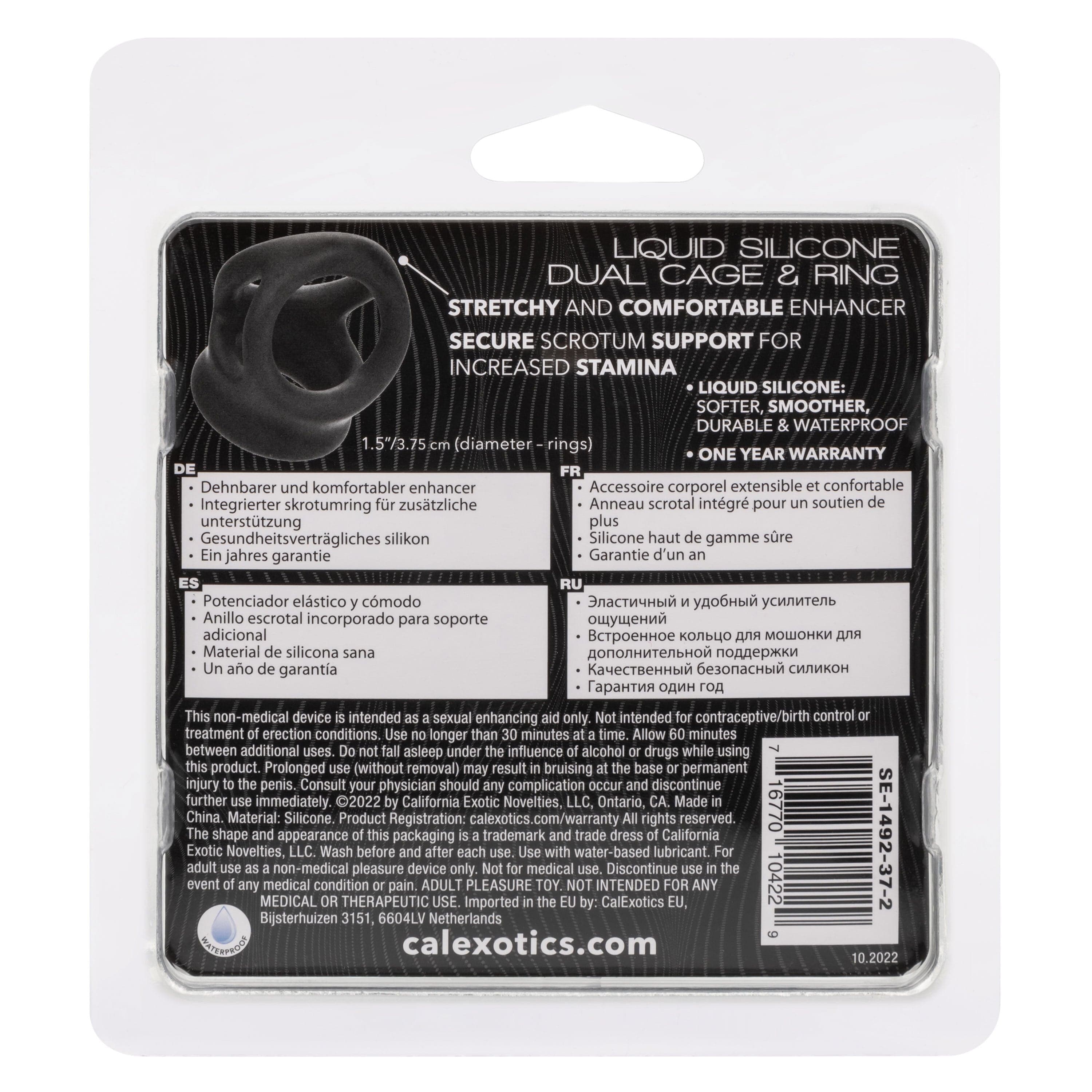 Miscellaneous Alpha Liquid Silicone Dual Cage and Ring - Black Ring - Black