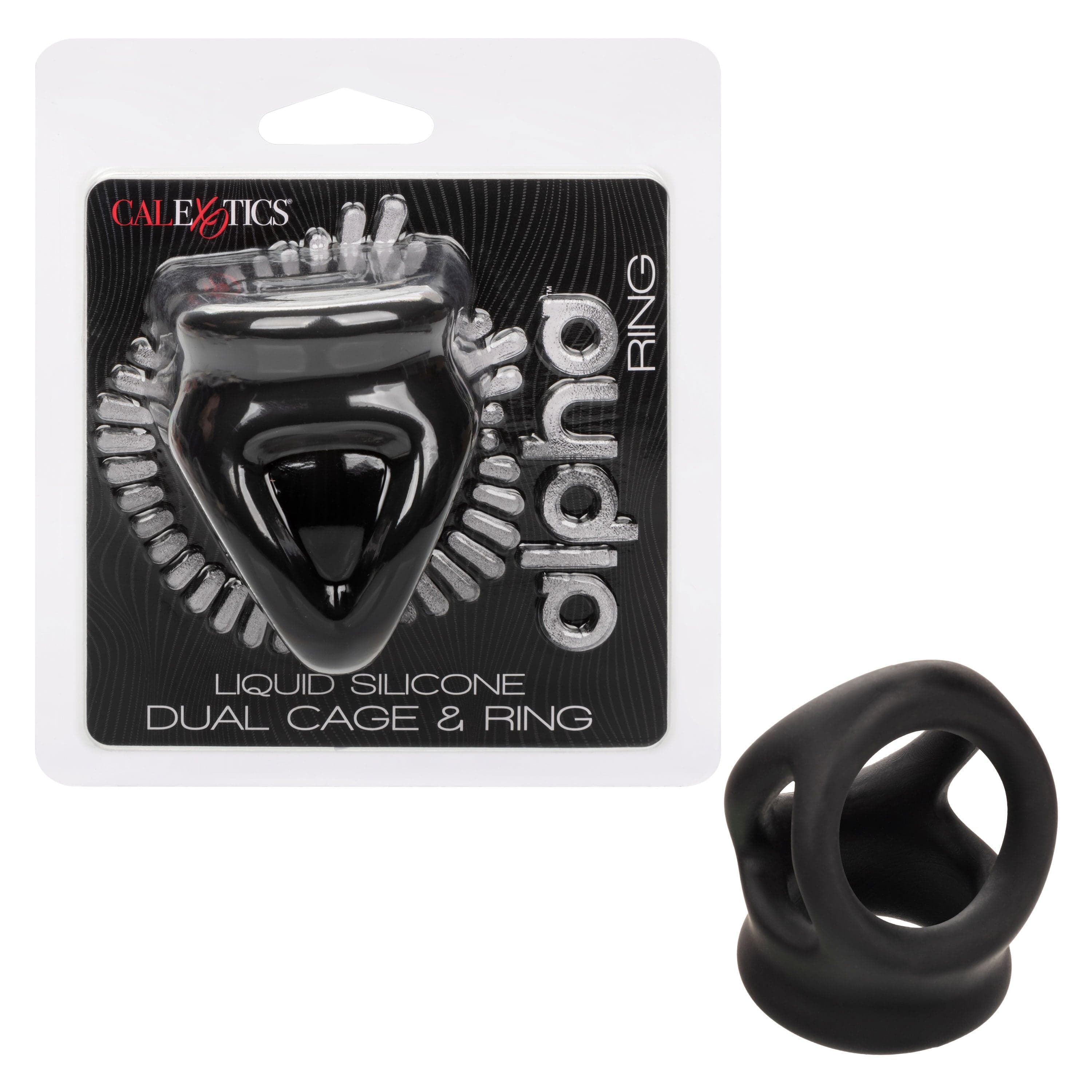 Miscellaneous Alpha Liquid Silicone Dual Cage and Ring - Black Ring - Black