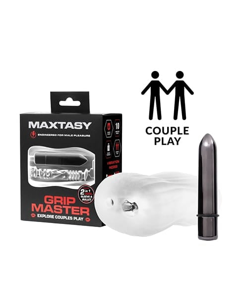 Miscellaneous Masturbators Maxtasy Grip Master Sleeve & Bullet - Clear