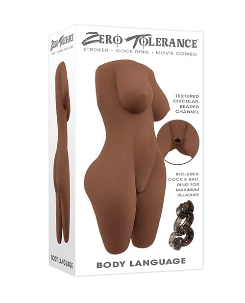 Miscellaneous Masturbators Zero Tolerance Body Language TPE Stroker with Vibrating Ring - Dark
