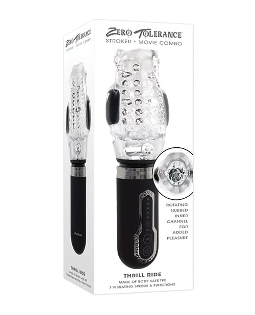 Miscellaneous Masturbators Zero Tolerance Thrill Ride Rechargeable Stroker - Black/Clear
