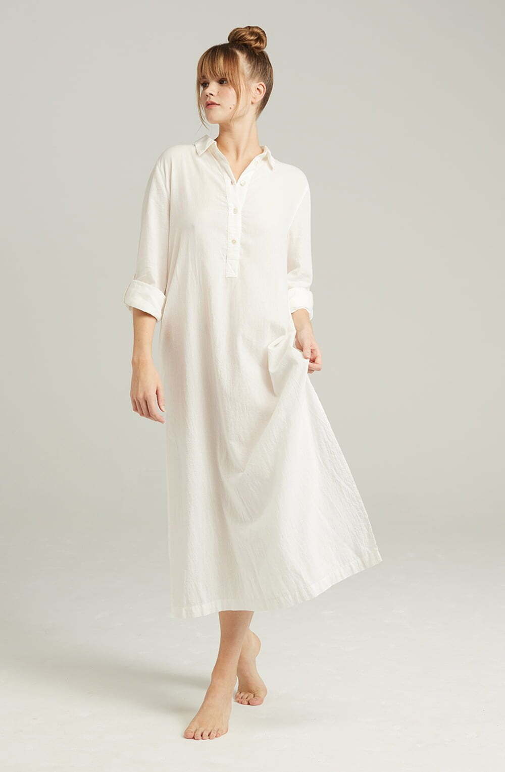 Nightdresses The Maxi Shirt Organic Cotton White