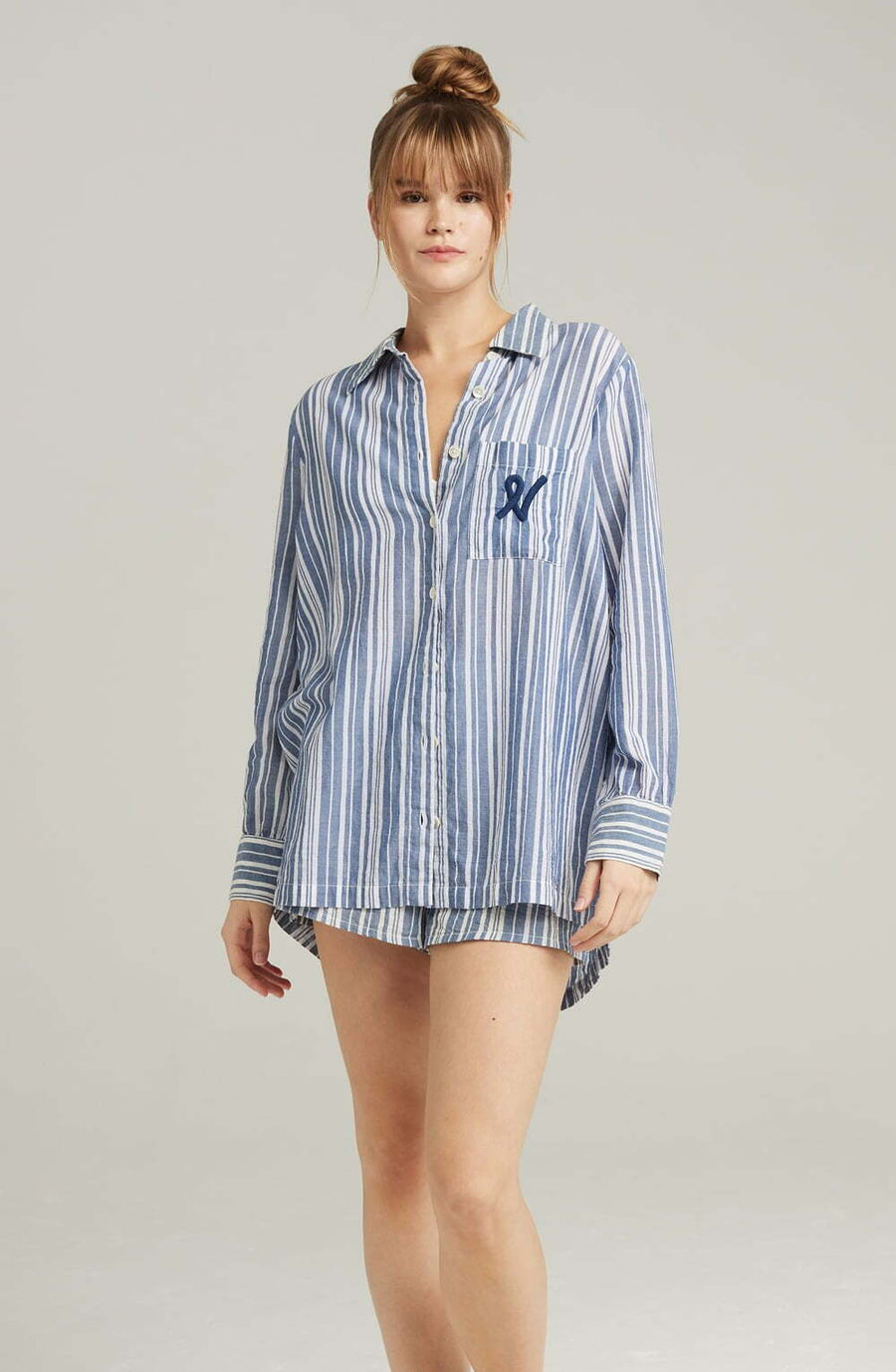Nightdresses The Midi Shirt French Navy Stripe