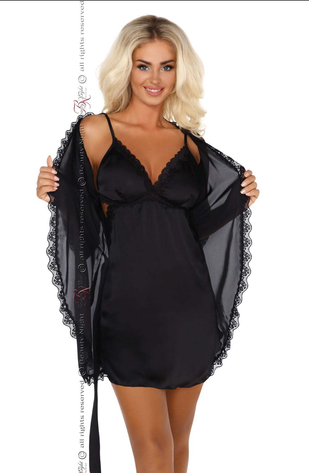 Nightwear Beauty Night BN6487 Shannon Dressing Gown Black