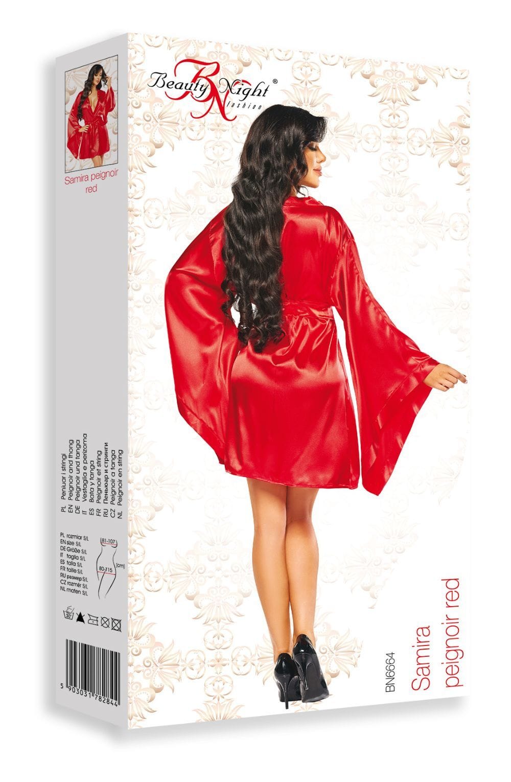 Nightwear RED / ONE SIZE (S-L) Beauty Night BN6664 Samira Peignoir Red