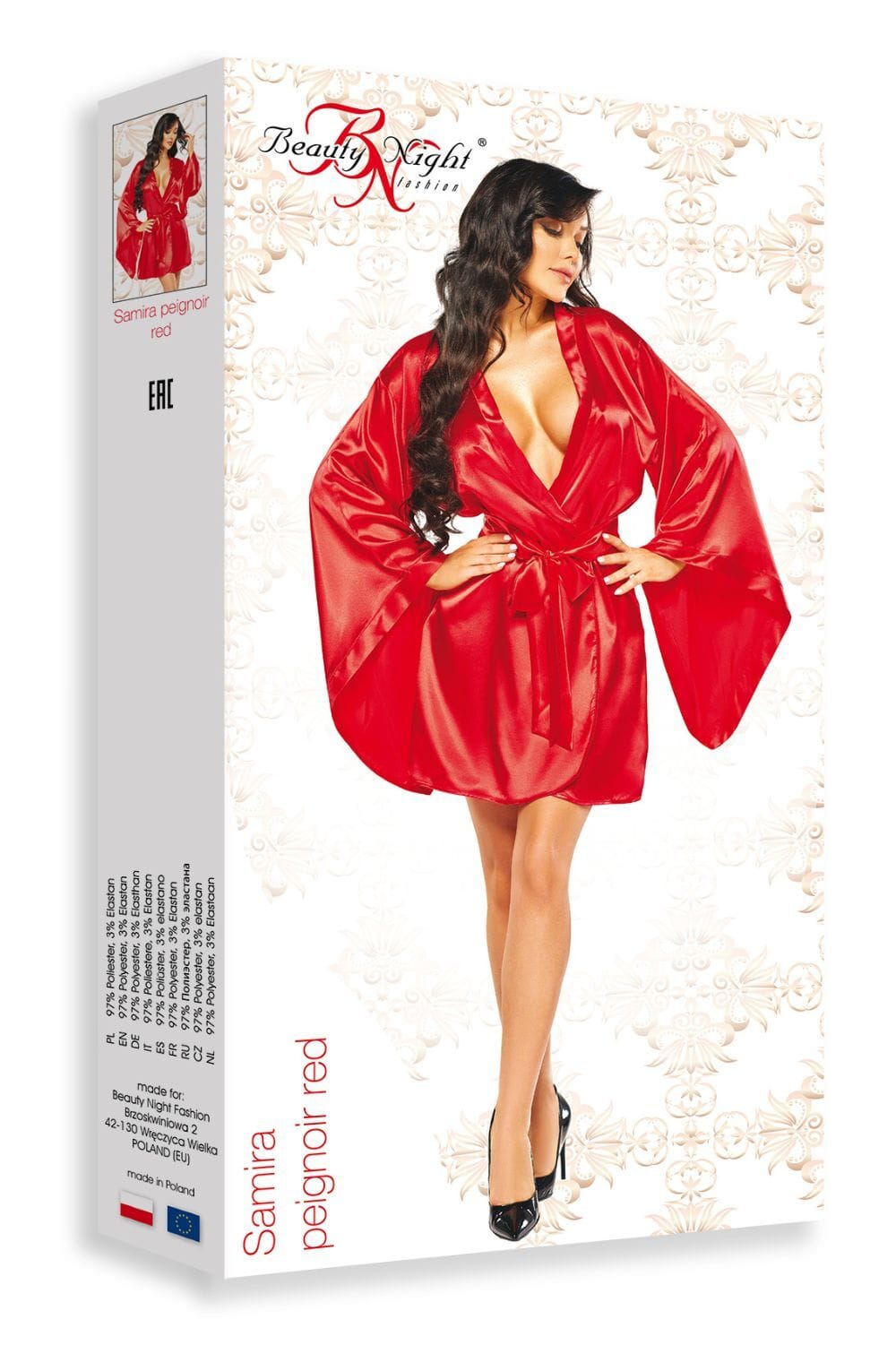 Nightwear RED / ONE SIZE (S-L) Beauty Night BN6664 Samira Peignoir Red