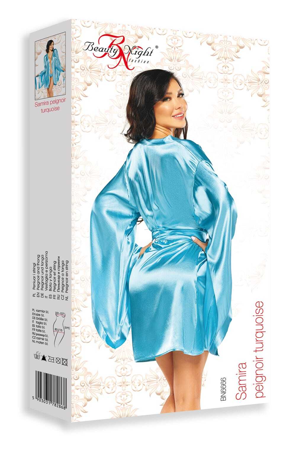 Nightwear TURQUOISE / ONE SIZE (S-L) Beauty Night BN6666 Samira Peignoir Turquoise