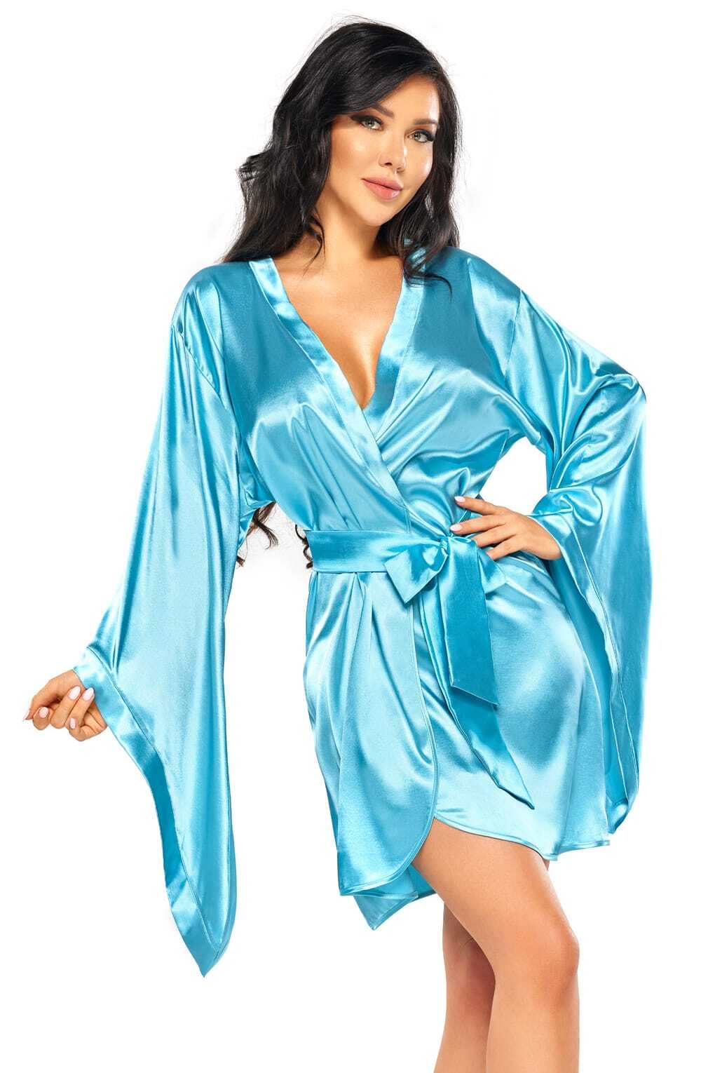 Nightwear TURQUOISE / ONE SIZE (S-L) Beauty Night BN6666 Samira Peignoir Turquoise