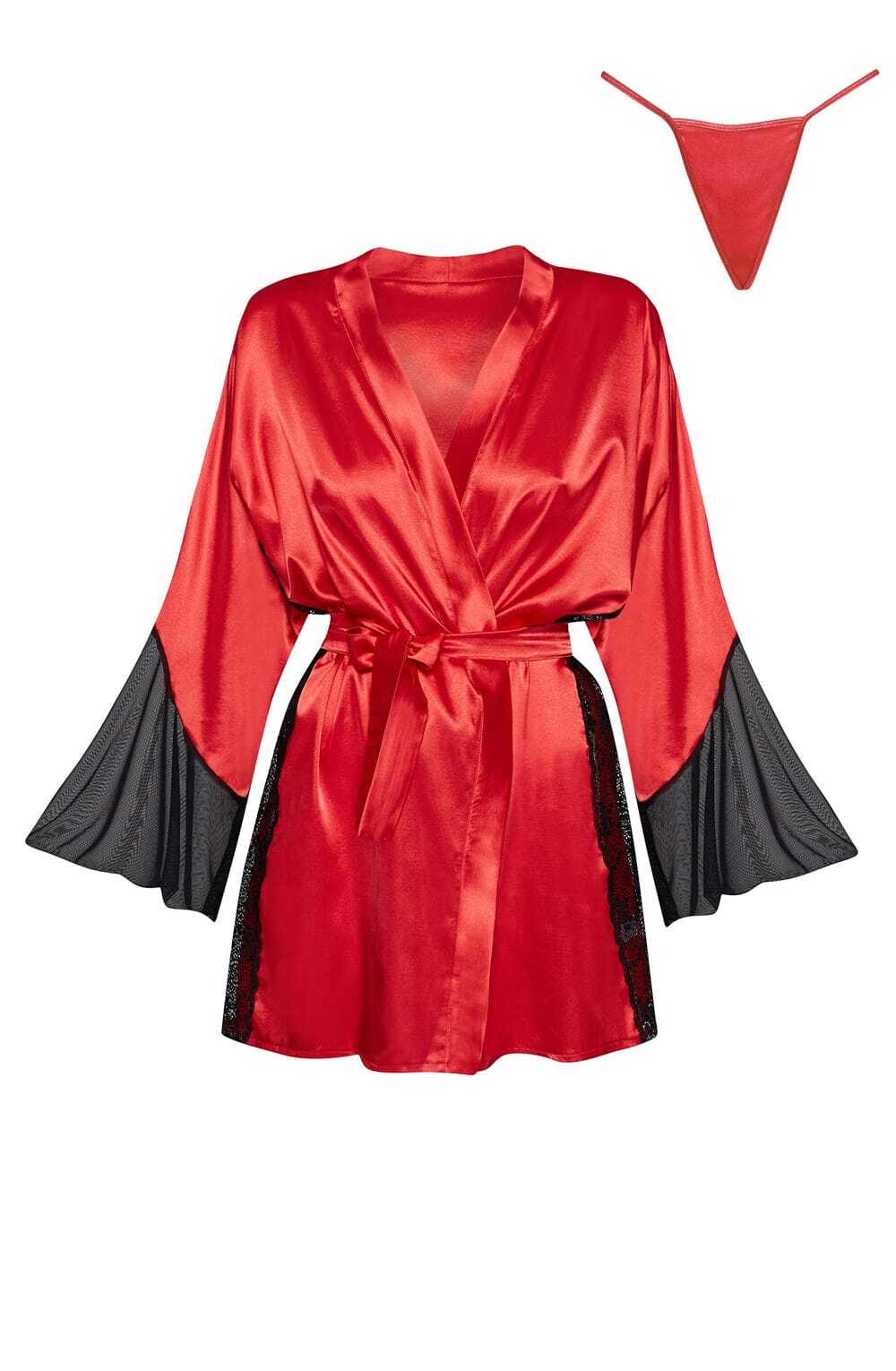 Nightwear RED / ONE SIZE (S-L) Beauty Night BN6667 Sara Peignoir Red