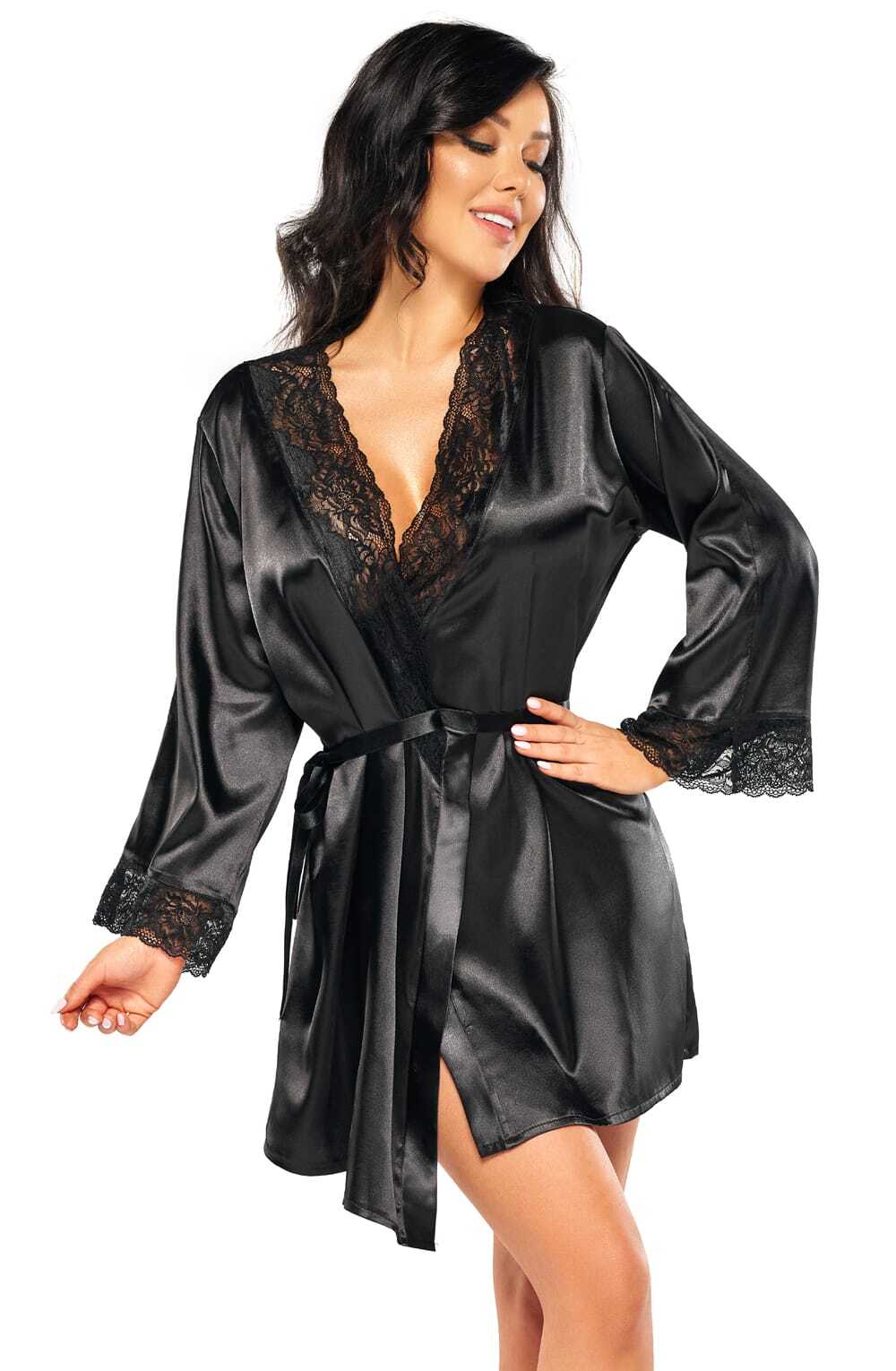Nightwear BLACK / ONE SIZE (S-L) Beauty Night BN6669 Sherie Peignoir Black