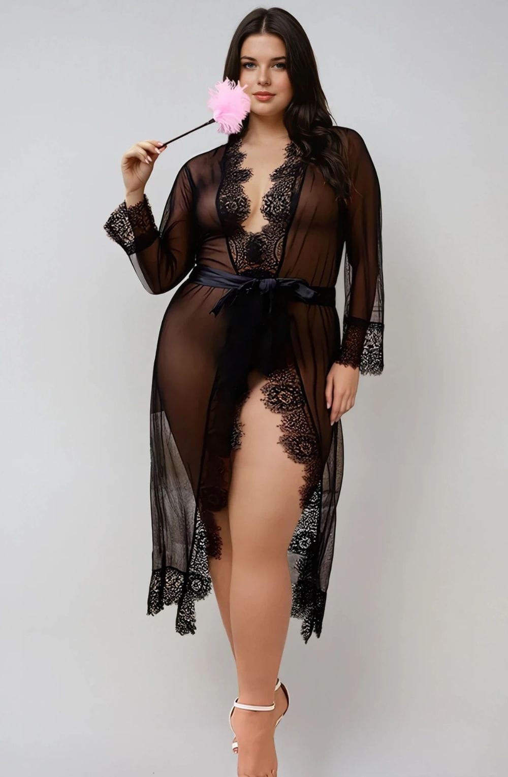 Nightwear YesX YX734Q  Lacey Black Robe