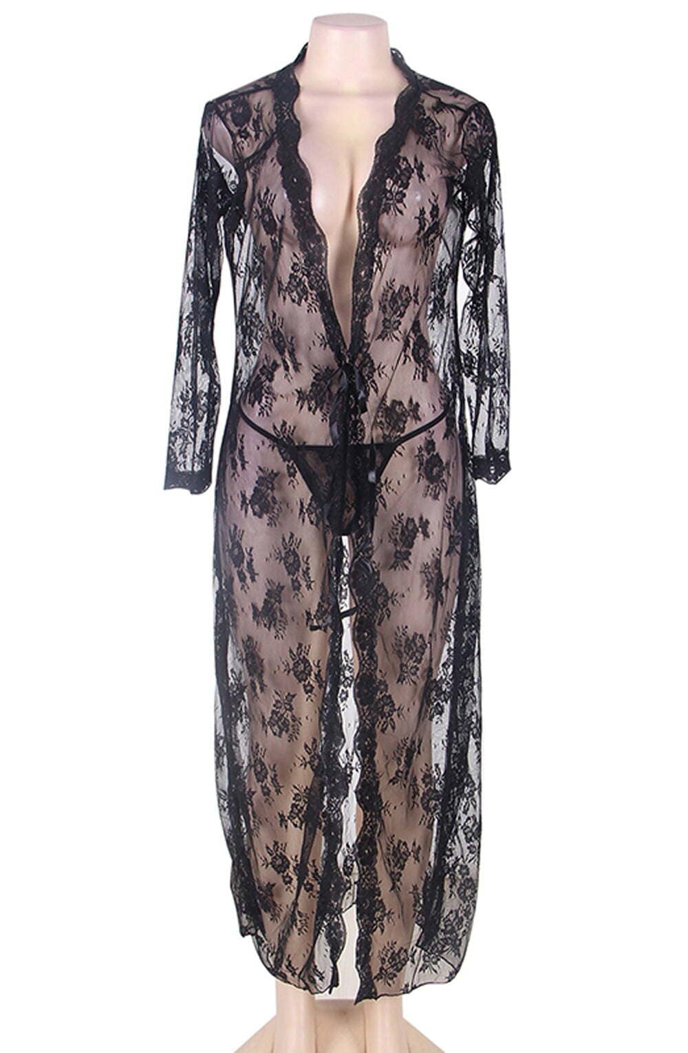 Nightwear YesX YX824 Dressing Gown Black