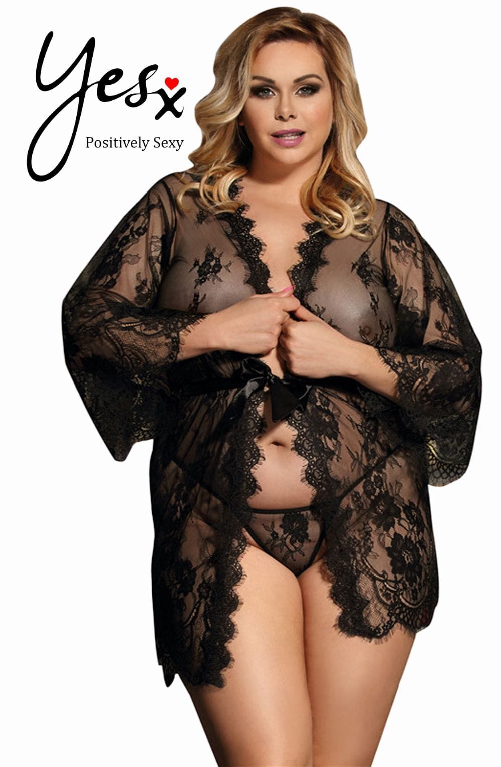 Nightwear YesX YX827Q Robe Set Black - Up to 6XL
